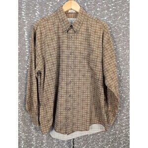 Vintage Crossings Peached Long Sleeve Button Up Shirt Brown‎ Geometric Men's M